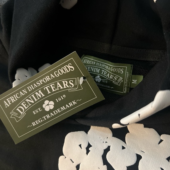 Denim Tears Black Hoodie with White Print